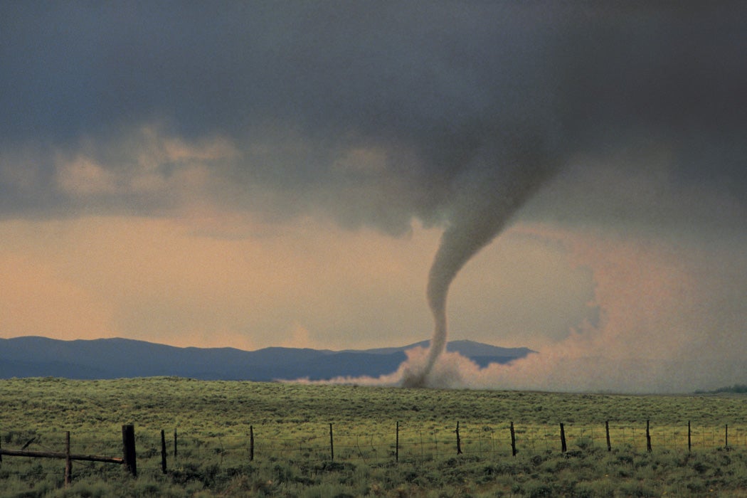 A tornado in a field