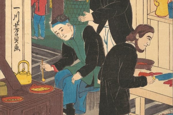 Inside a Foreign Restaurant by Utagawa Yoshikazu, 1860