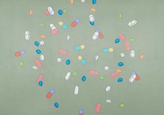 An illustration of vitamin pills