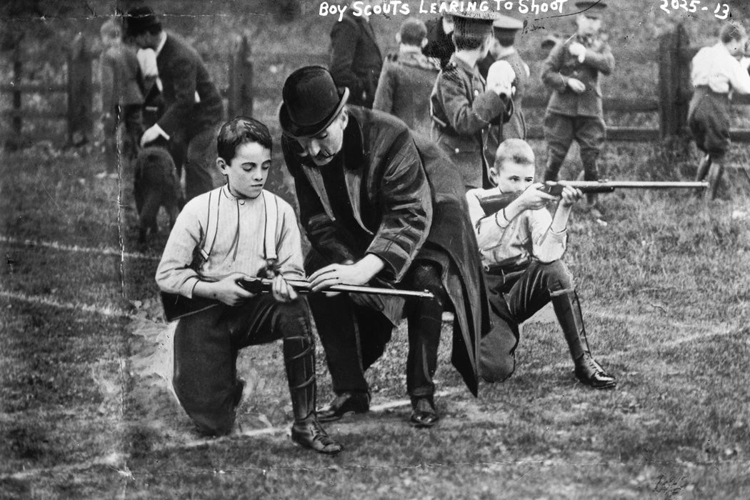 Boy Scouts learning to shoot