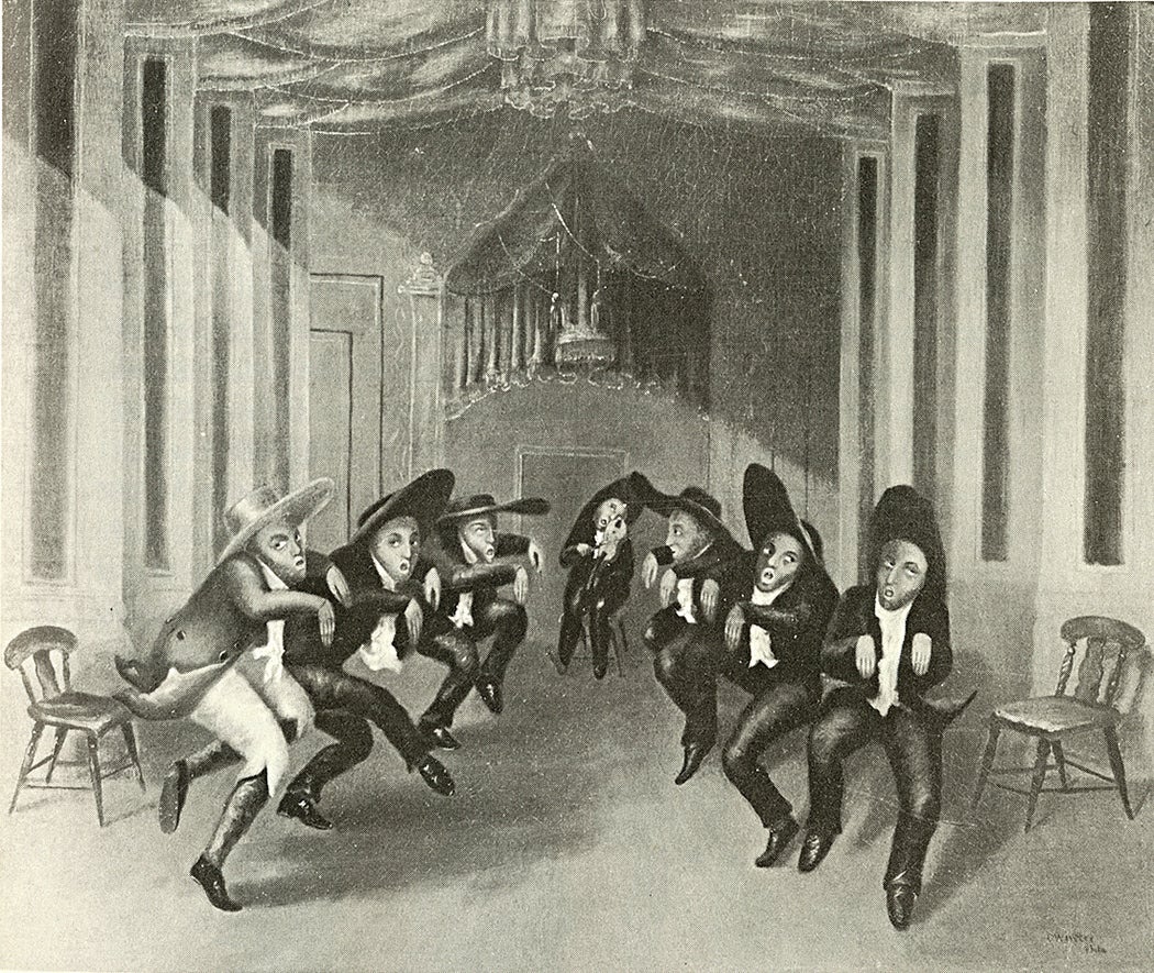 Painting of the minstrel "Shaker dance" by C. Winter.