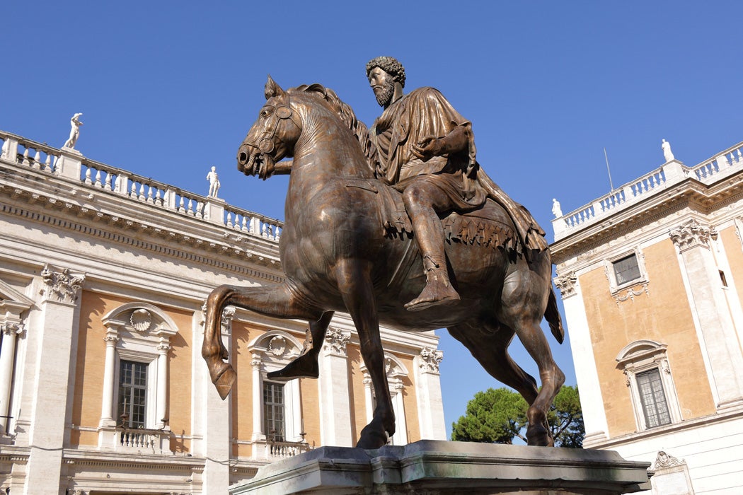 Equestrian statue of Marcus Aurelius in Rome, Italy