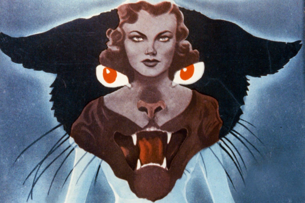 Simone Simon in movie art for the film 'The Curse Of The Cat People', 1944