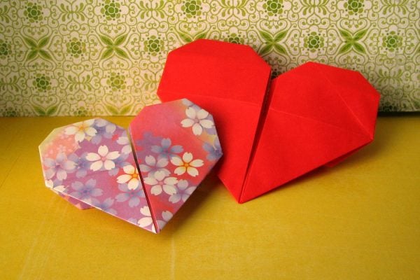Two paper hearts
