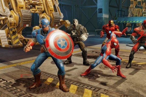 Marvel Alliance members facing off enemies in a multiple player game