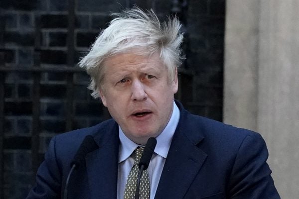 Prime Minister Boris Johnson makes a statement in Downing Street on December 13, 2019 in London.