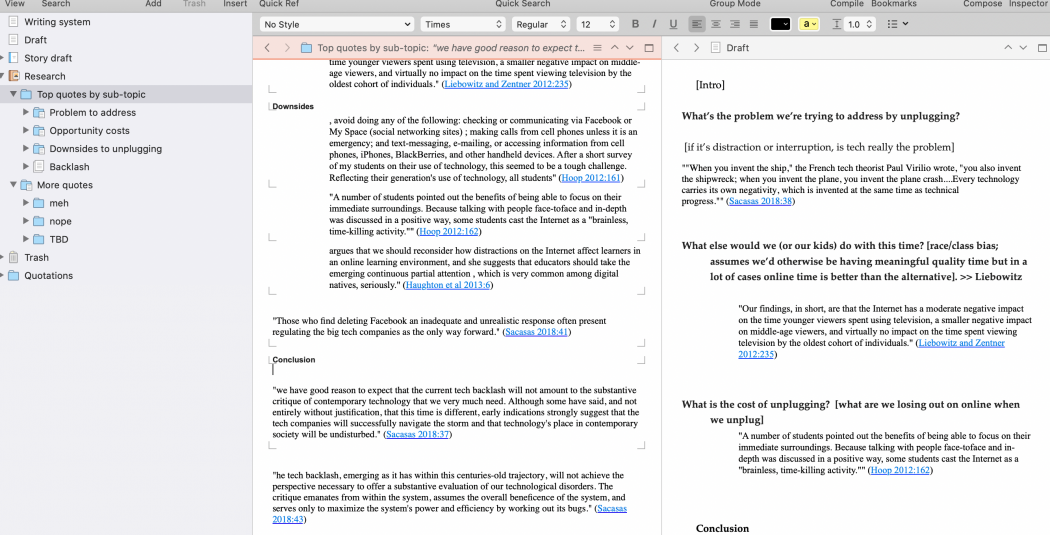 scrivener literature review