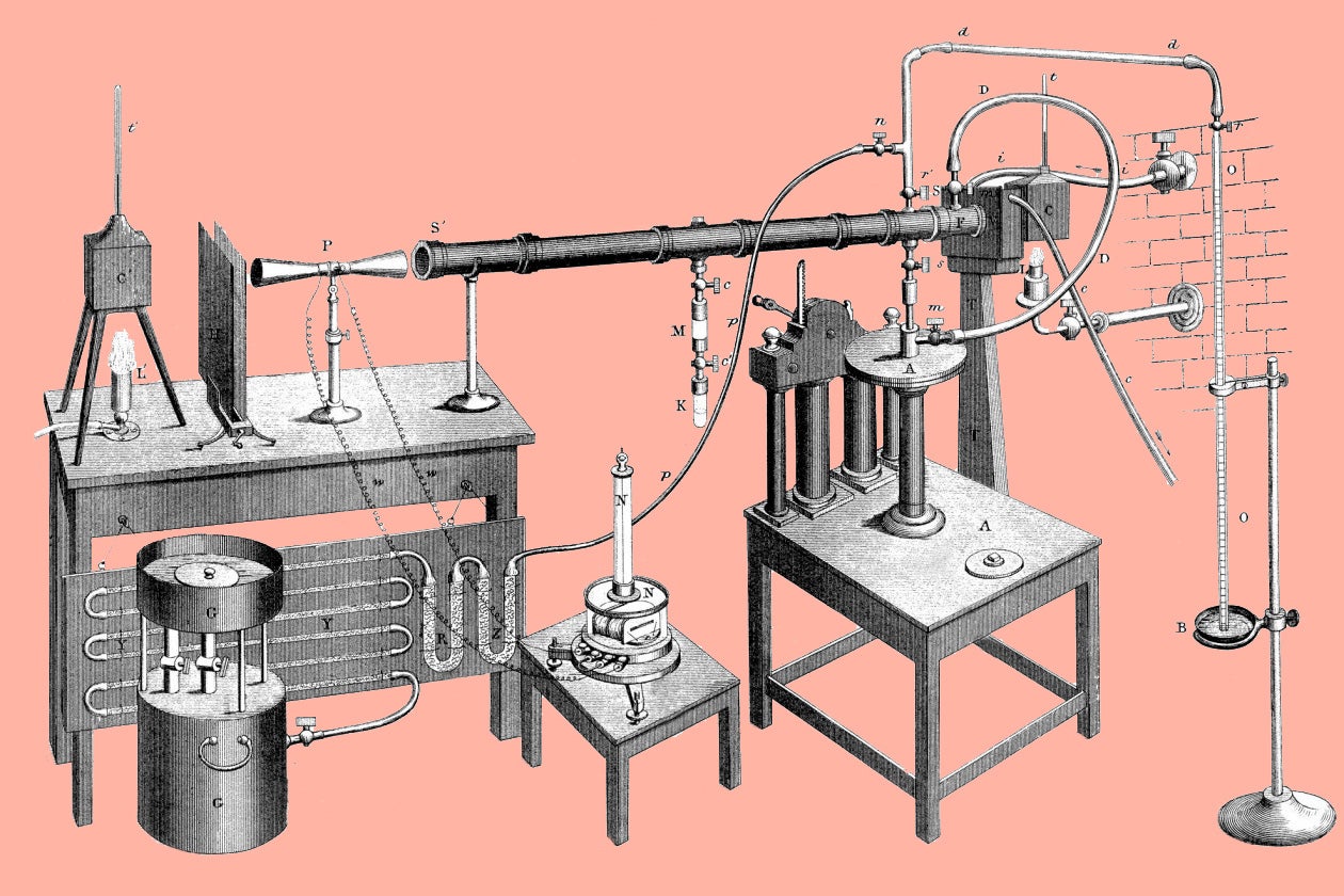 John Tyndall's setup for measuring radiant heat absorption by gases
