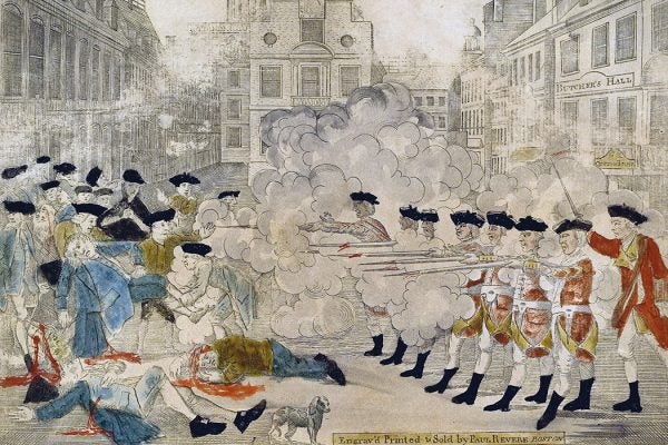 The Bloody Massacre, perpetrated in King-Street, Boston, on March 5th, 1770 by Paul Revere