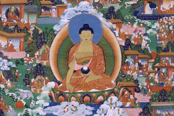 Source: https://commons.wikimedia.org/wiki/File:Shakyamuni_Buddha_with_Avadana_Legend_Scenes_-_Google_Art_Project.jpg