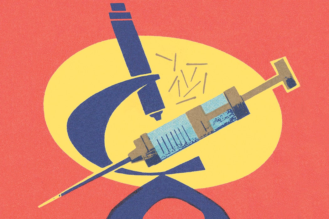 An illustration of a syringe and a microscope