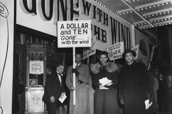 A protest of Gone With the Wind organized by the D.C. chapter of the National Negro Congress