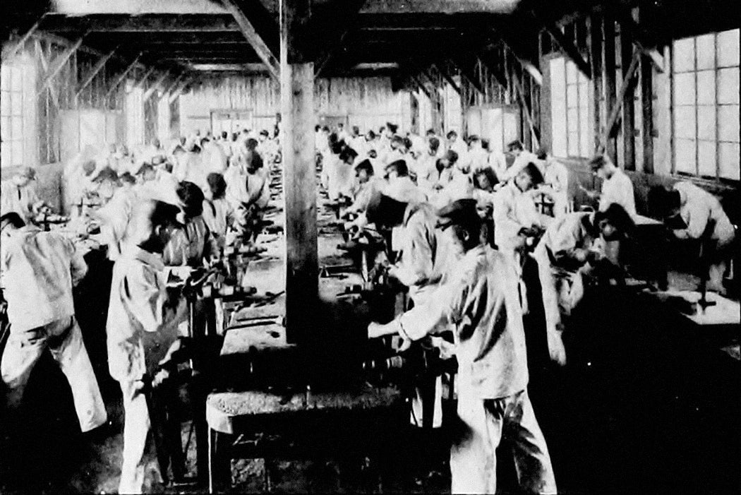 Students of an engineering course in training in Japan, 1915