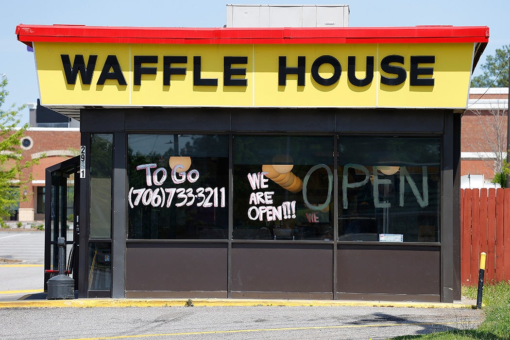 A Waffle House in Augusta, Georgia on March 30, 2020