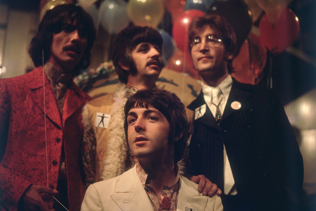 The Beatles as they prepare for 'Our World', a world-wide live television show