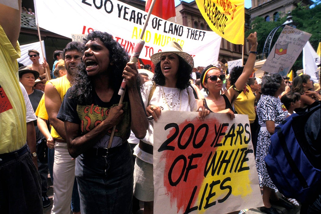 A protest during the Australian bicentenary