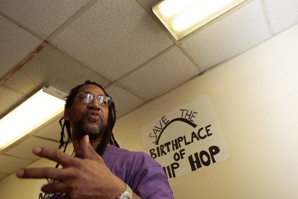DJ Kool Herc speaks during a press conference about the fate of 1520 Sedgwick Avenue, a building considered by many to be the birthplace of hip hop on January 15, 2008 in the Bronx