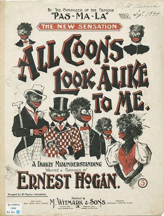 A poster for the musical, All Coon's Look Alike to Me, by Ernest Hogan