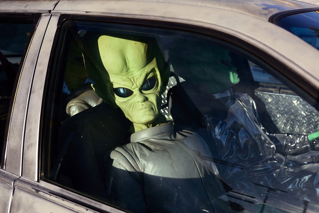 Alien in a car at Baker, San Bernardino County, California, USA