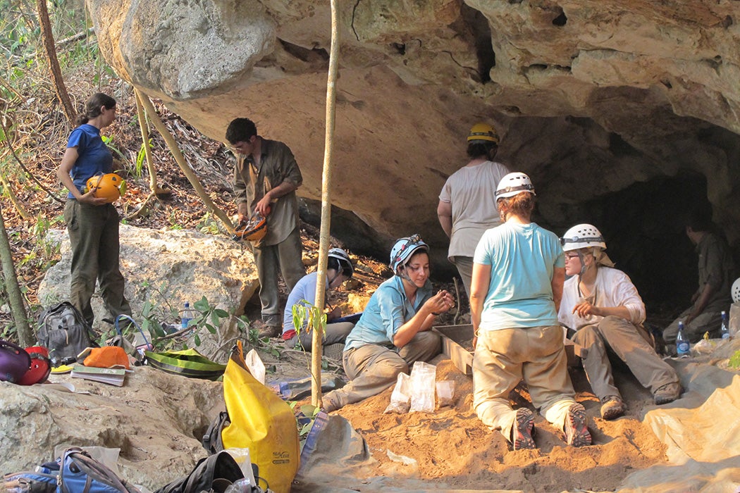 Archaeologists on a dig