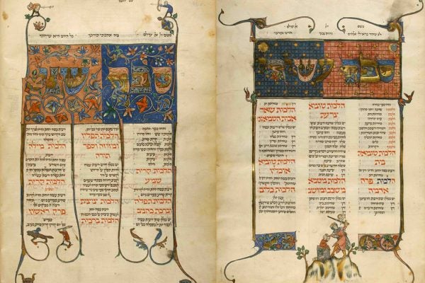 Two pages from the Kaufmann Mishneh Torah, 1296