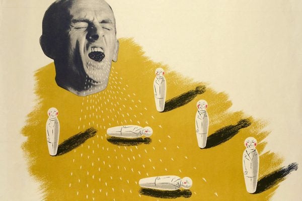 An illustration of a man sneezing