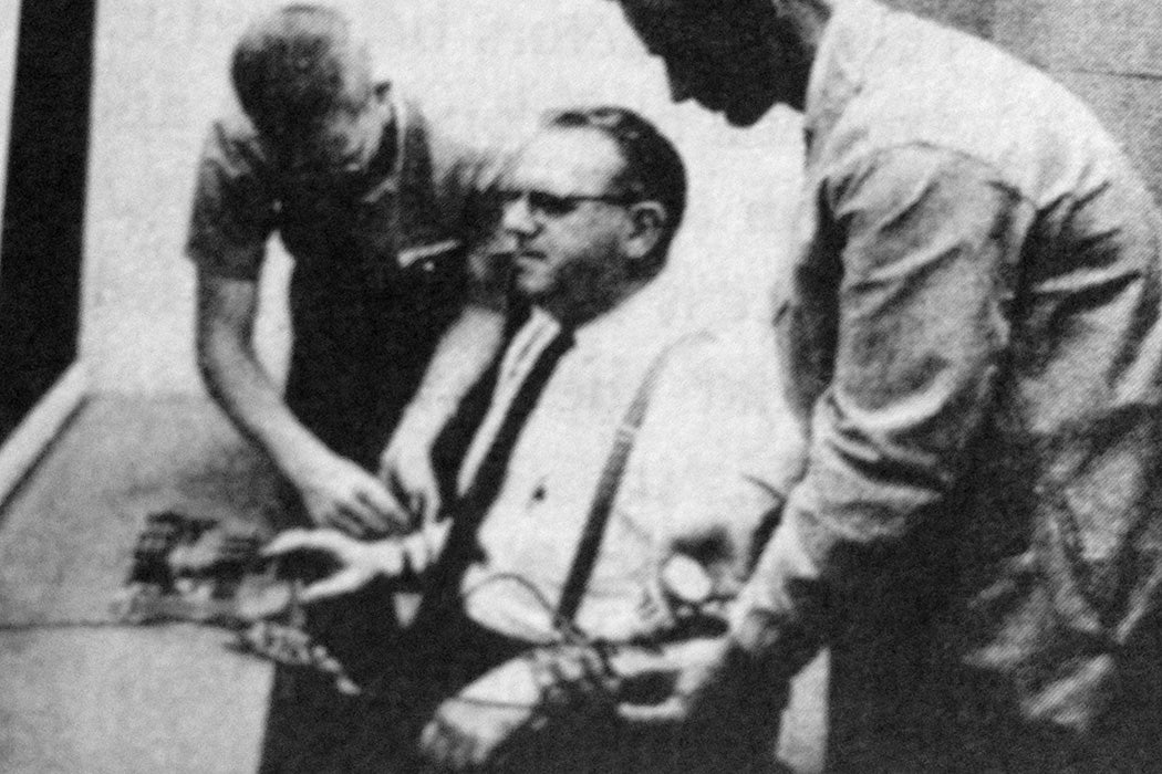 An image from the Milgram experiments