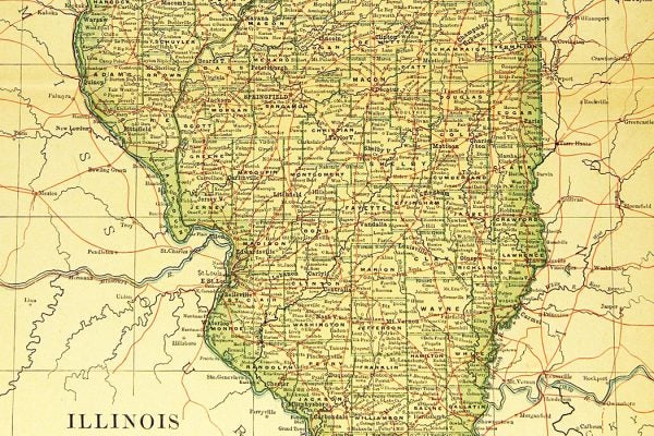 A map of Illinois from 1894