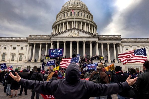 Photograph: Pro-Trump protesters gather in front of the U.S. Capitol Building on January 6, 2021 in Washington, DC

Source: Getty