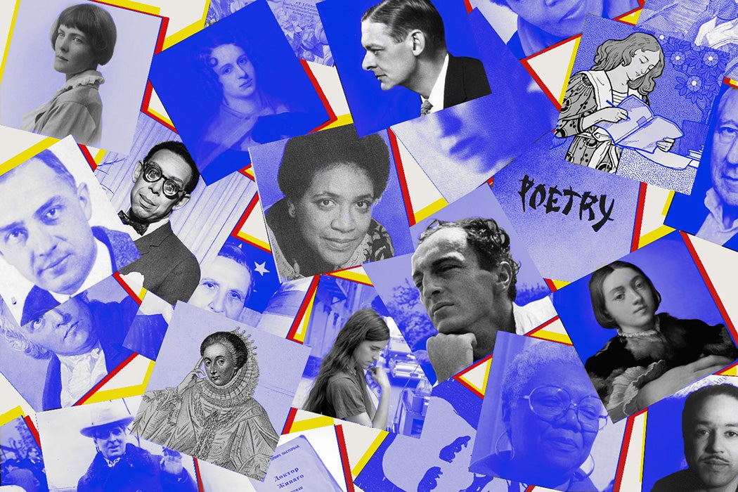 A collage of poets for National Poetry Month