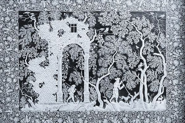 Intricate Paper cutting of a hunting scene by Dutch artist Joanna Koerten