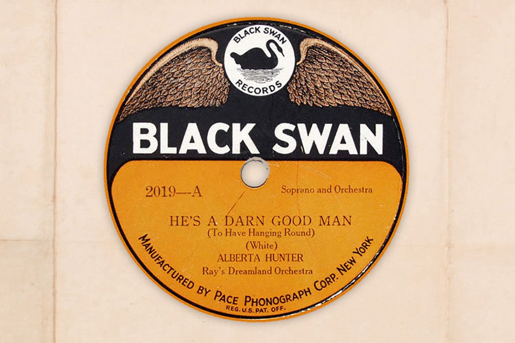 Black Swan record label of Alberta Hunter recording, 1921.