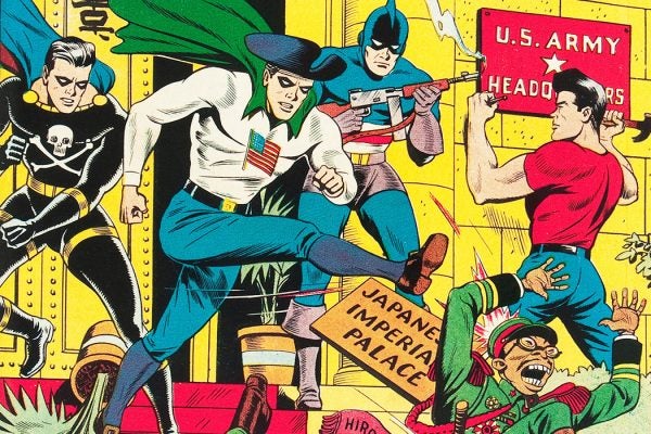 An illustration from the cover of America's Best Comics #11, November 1944