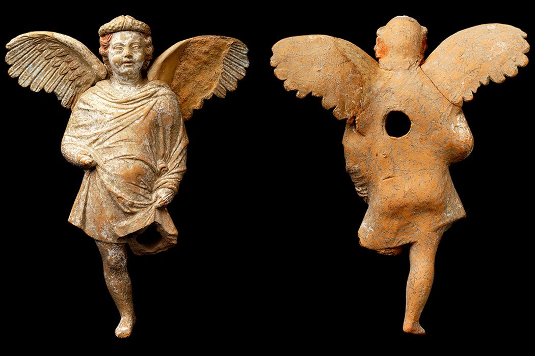 Figurine: The Eros terracotta figurine from Tel Kedesh, front and back views 

Source: P. Lanyi; courtesy Sharon Herbert and Andrea Berlin, Tel Kedesh Excavations.