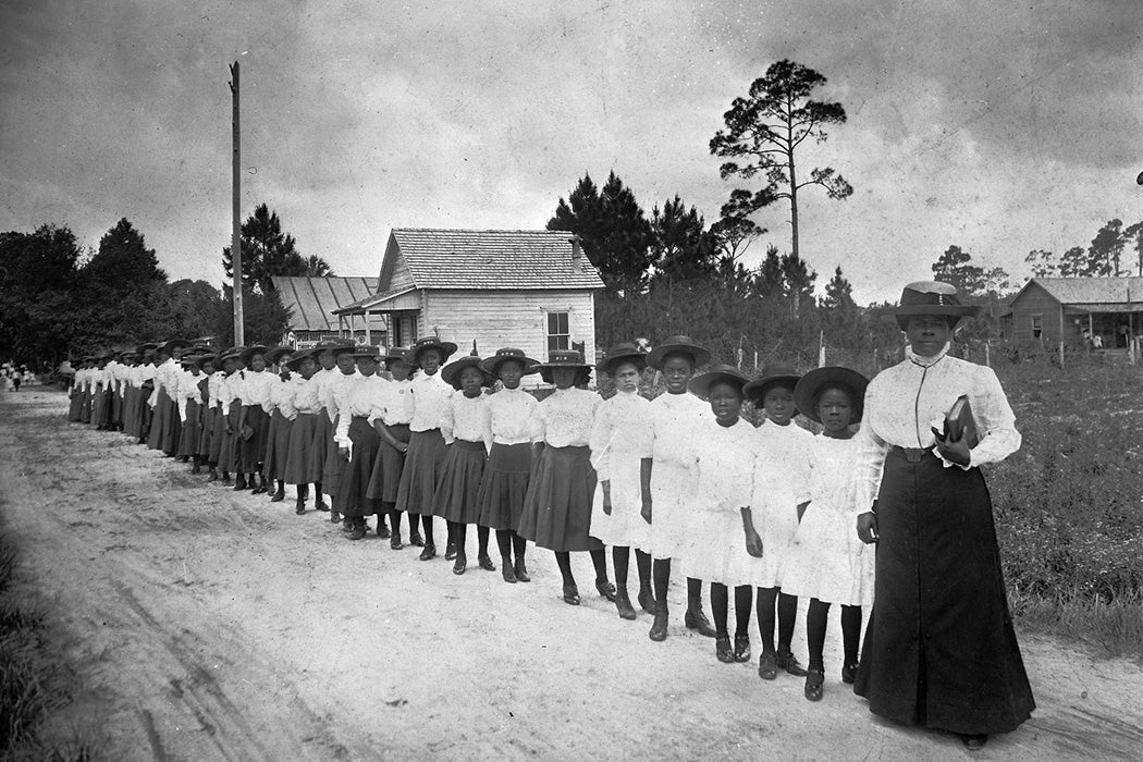 Mary McLeod Bethune with a Line of Girls from her School in Daytona Beach, Florida, 1905
