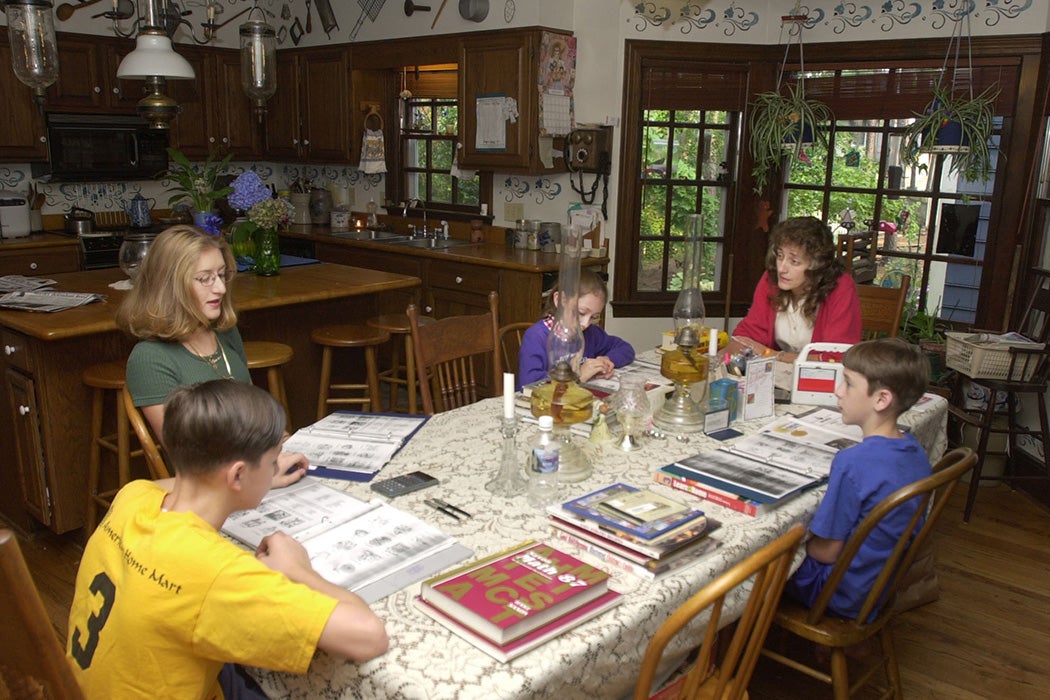 A home schooling session gets underway at the Sloggy household September 14, 2000 in Fayetteville, NC.