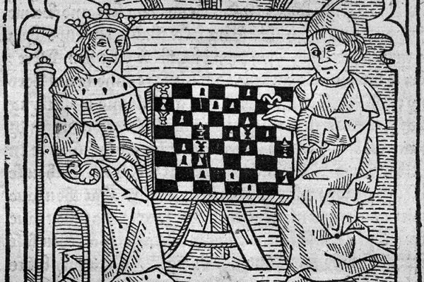 Woodcut illustration of chess c. 1480