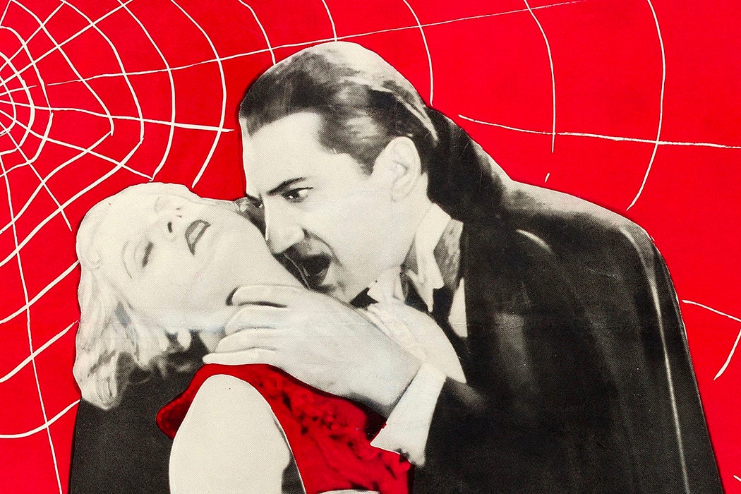Poster promoting a circa-1960s theatrical reissue of the 1931 film Dracula.
