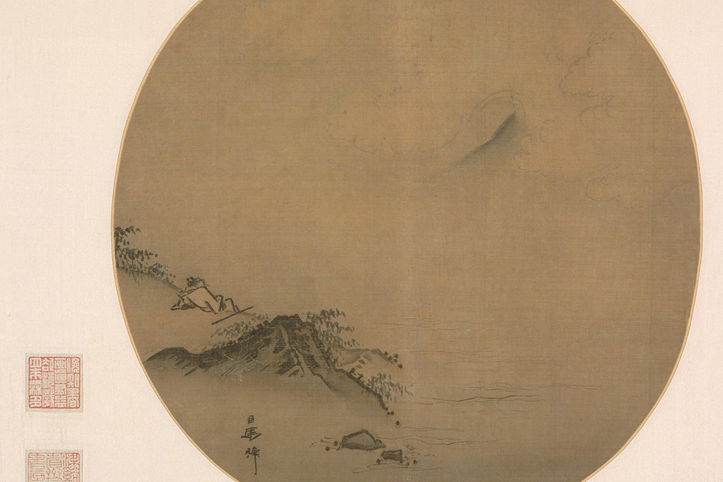 Scholar Reclining and Watching Rising Clouds, an illustration of a poem by Wang Wei