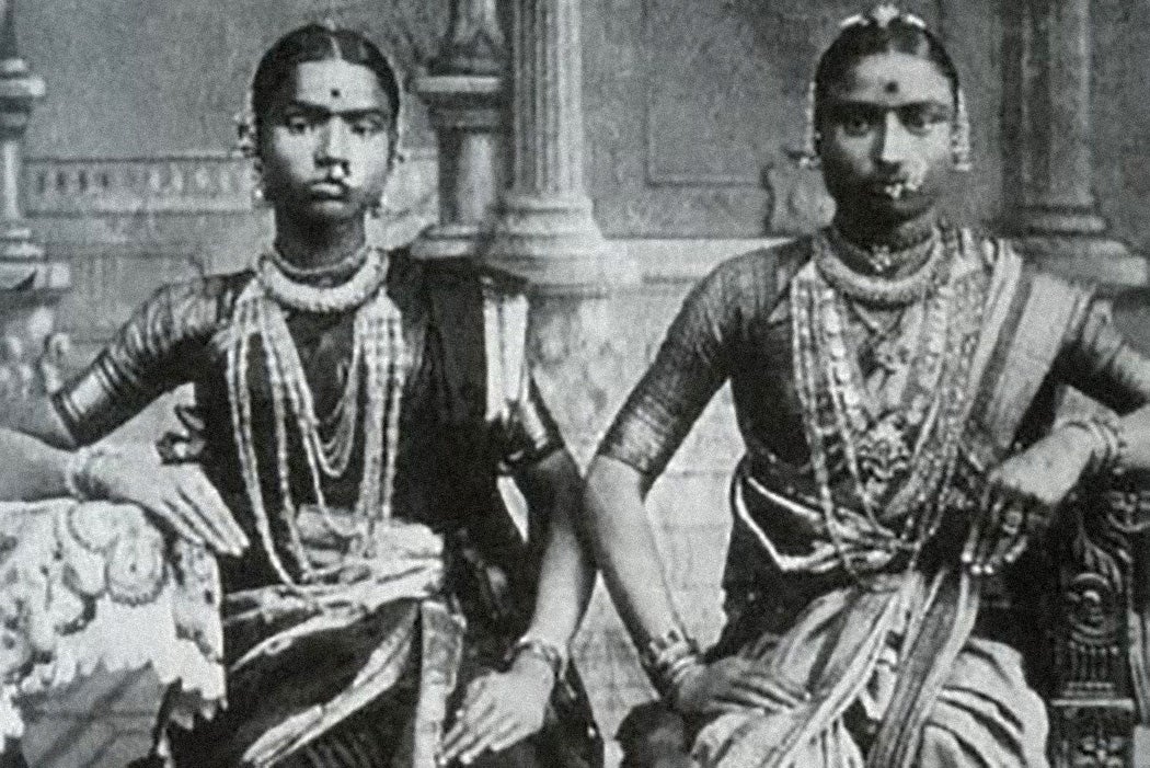 Two devadesis in Chennai, India, in the 1920s.