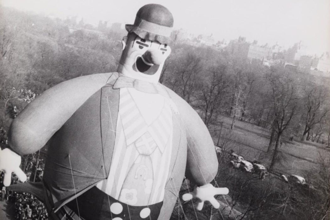 Clown balloon in an early Macy's Thanksgiving Day Parade