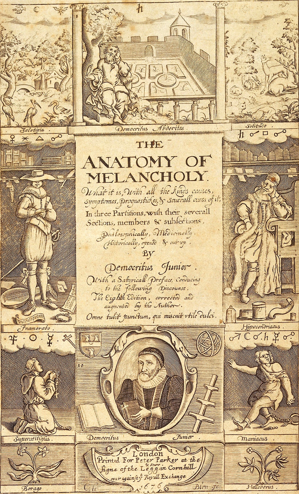 Allegorical frontispiece to Robert Burton's ''Anatomy of Melancholy'' (1676 ed.)