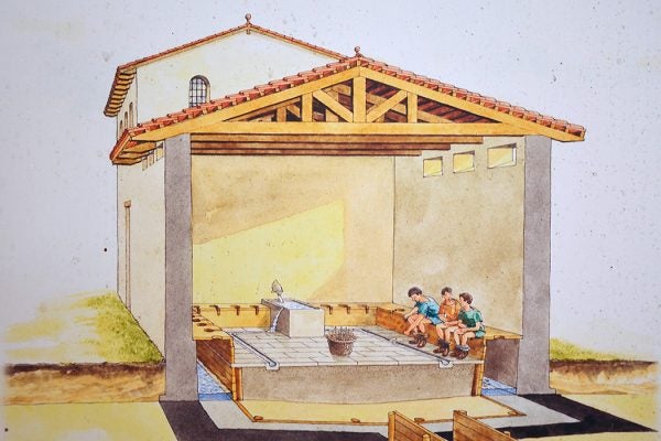 Illustration: Reconstruction drawing of public Latrine at Forum Hadriani, Germania Inferior, Netherlands

Source: https://www.flickr.com/photos/carolemage/9548853868