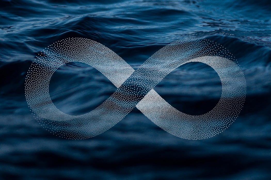 An infinity symbol in water