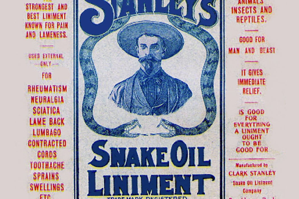 An advertisement for snake oil, 1905