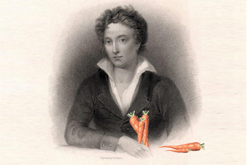Percey Shelley holding some carrots
