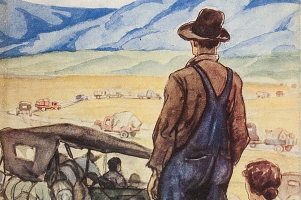The 1939 first edition cover of The Grapes of Wrath
