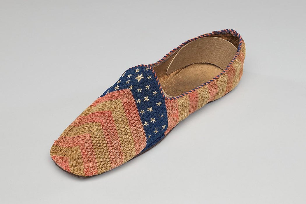 Pair of stars and stripes slippers attributed to Elizabeth Keckley