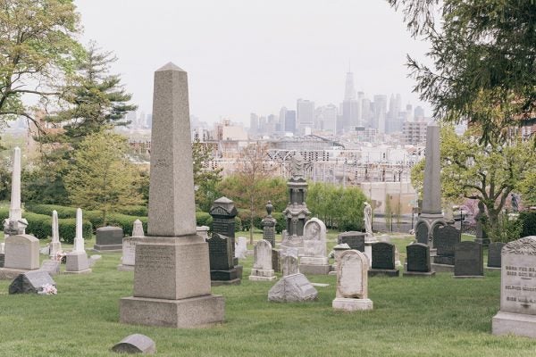 Green-Wood Cemetery with Manhattan in background