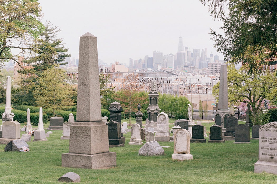 Green-Wood Cemetery with Manhattan in background